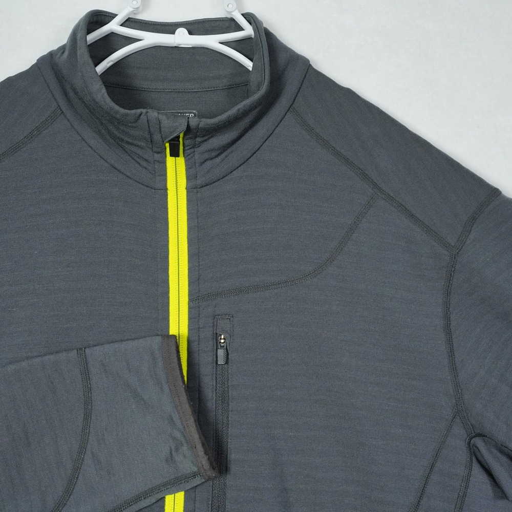 Icebreaker Merino GT Full Zip Jacket Men XL Charcoal Grey Neon Yellow Thumbholes
